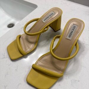 Steve Madden Yellow Double-Strap Block Heel Mules